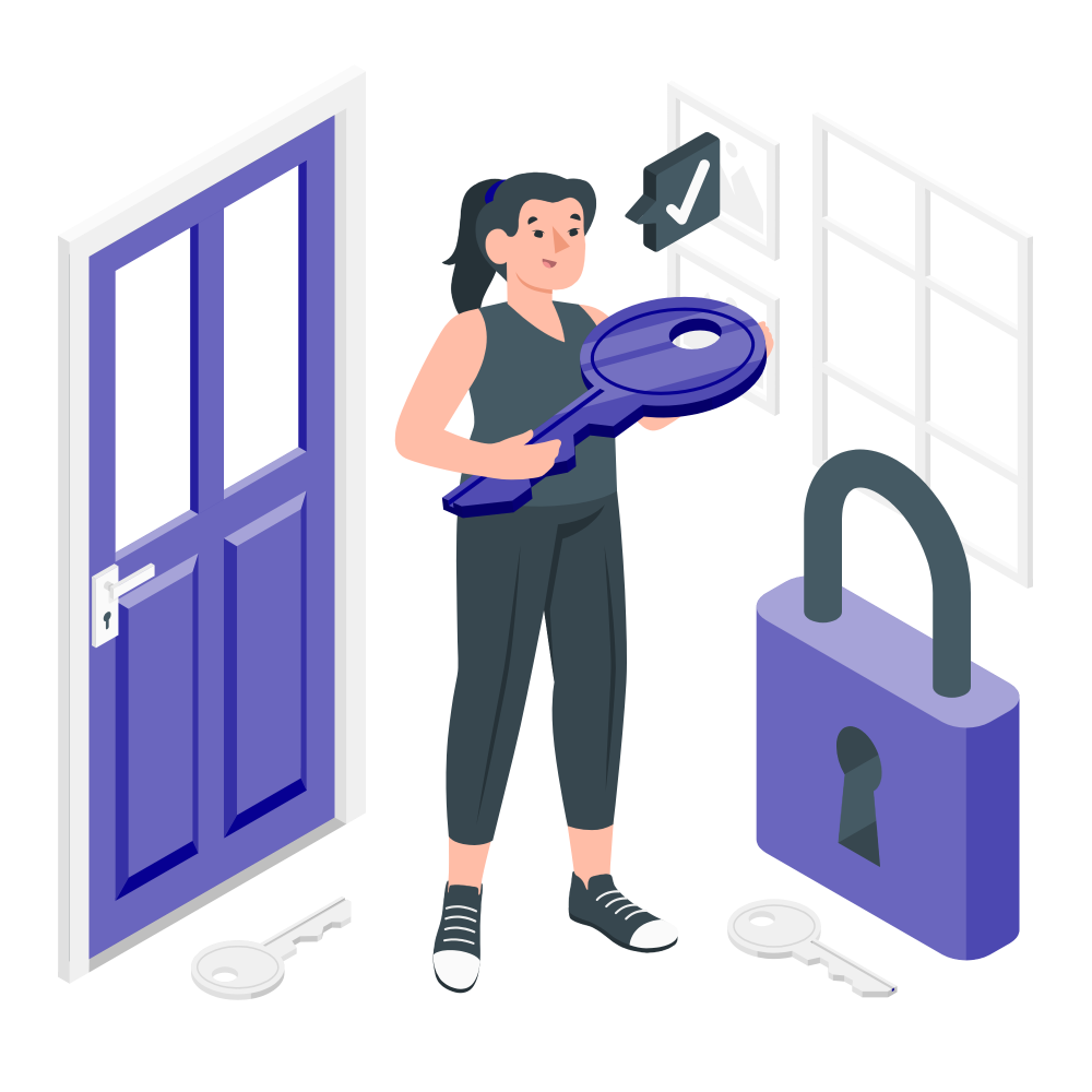 Woman holding key to unlock Murray Collins